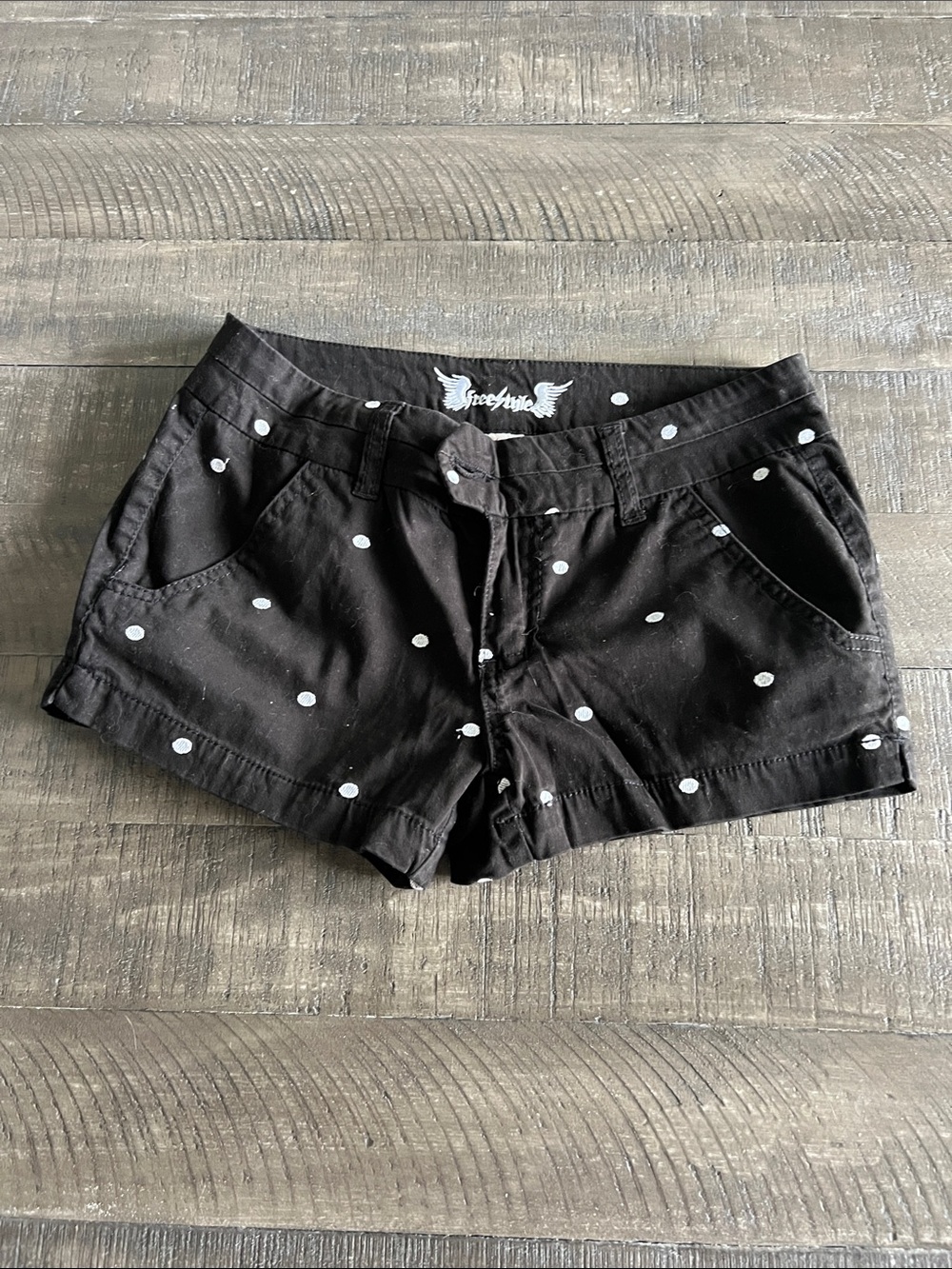 Freestyle Black Shorts with White Polka Dots